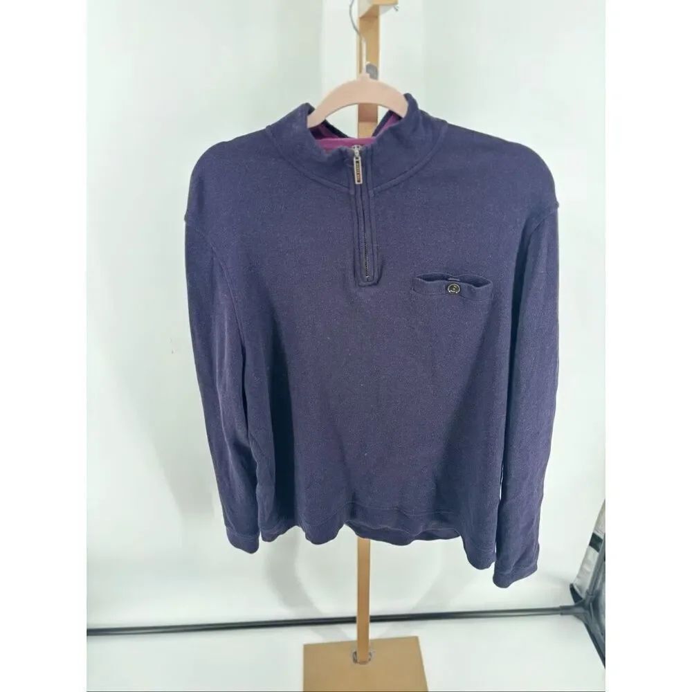 Ted Baker London Quarter Zip Pullover Mens Size 5 Purple Wool Blend